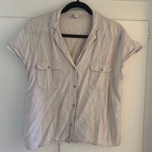 Tan Linen Button Down